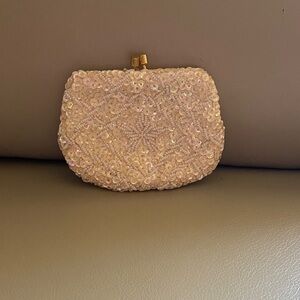 Elegant Cream Sequin Clutch